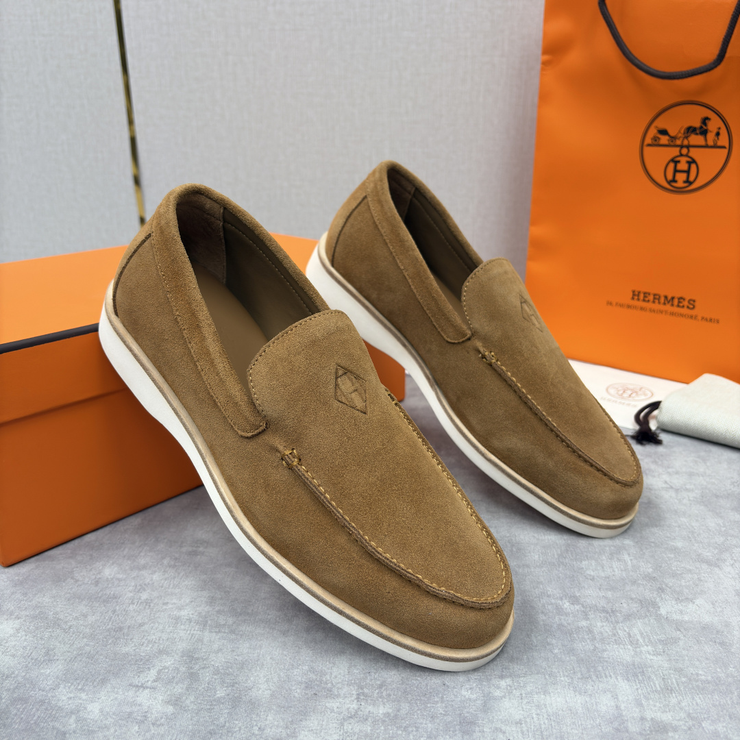 💋💍H家新品 Hermè* 爱马-仕 Low 绒面牛皮乐福鞋 官方 9,250 甄选进口反牛皮材质打造 