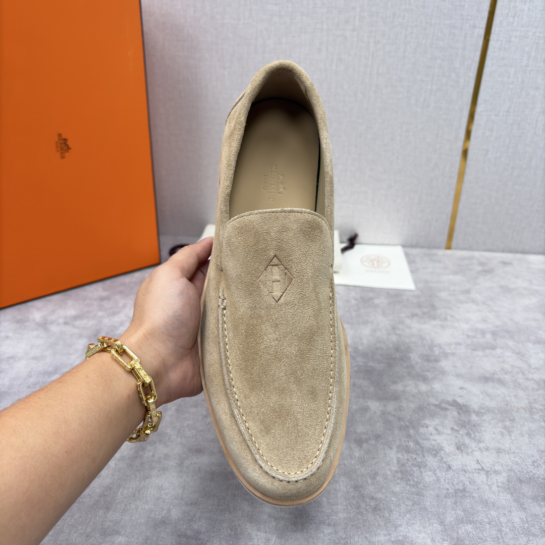 💋💍H家新品 Hermè* 爱马-仕 Low 绒面牛皮乐福鞋 官方 9,250 甄选进口反牛皮材质打造 