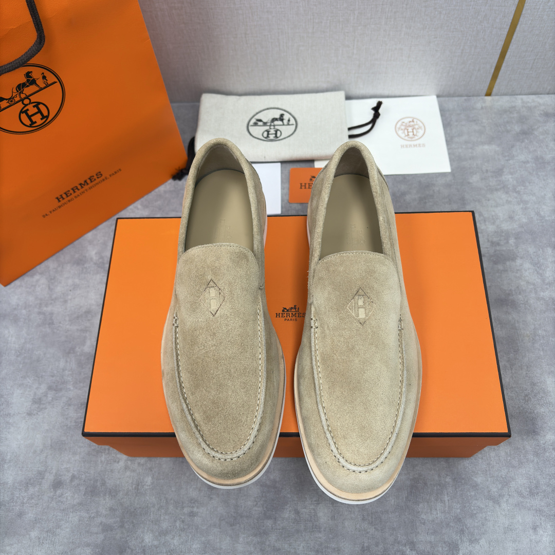 💋💍H家新品 Hermè* 爱马-仕 Low 绒面牛皮乐福鞋 官方 9,250 甄选进口反牛皮材质打造 