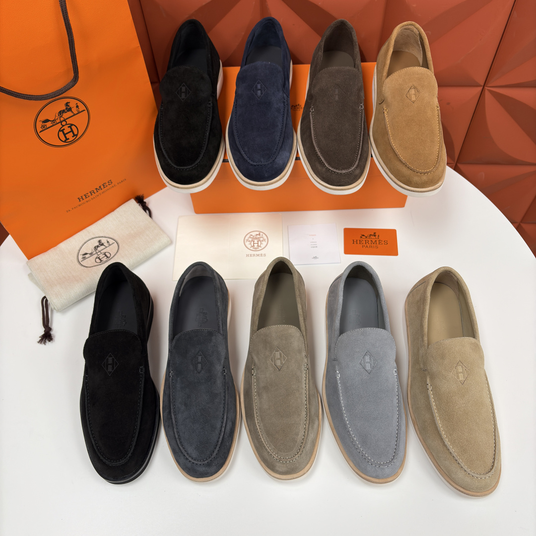 💋💍H家新品 Hermè* 爱马-仕 Low 绒面牛皮乐福鞋 官方 9,250 甄选进口反牛皮材质打造 