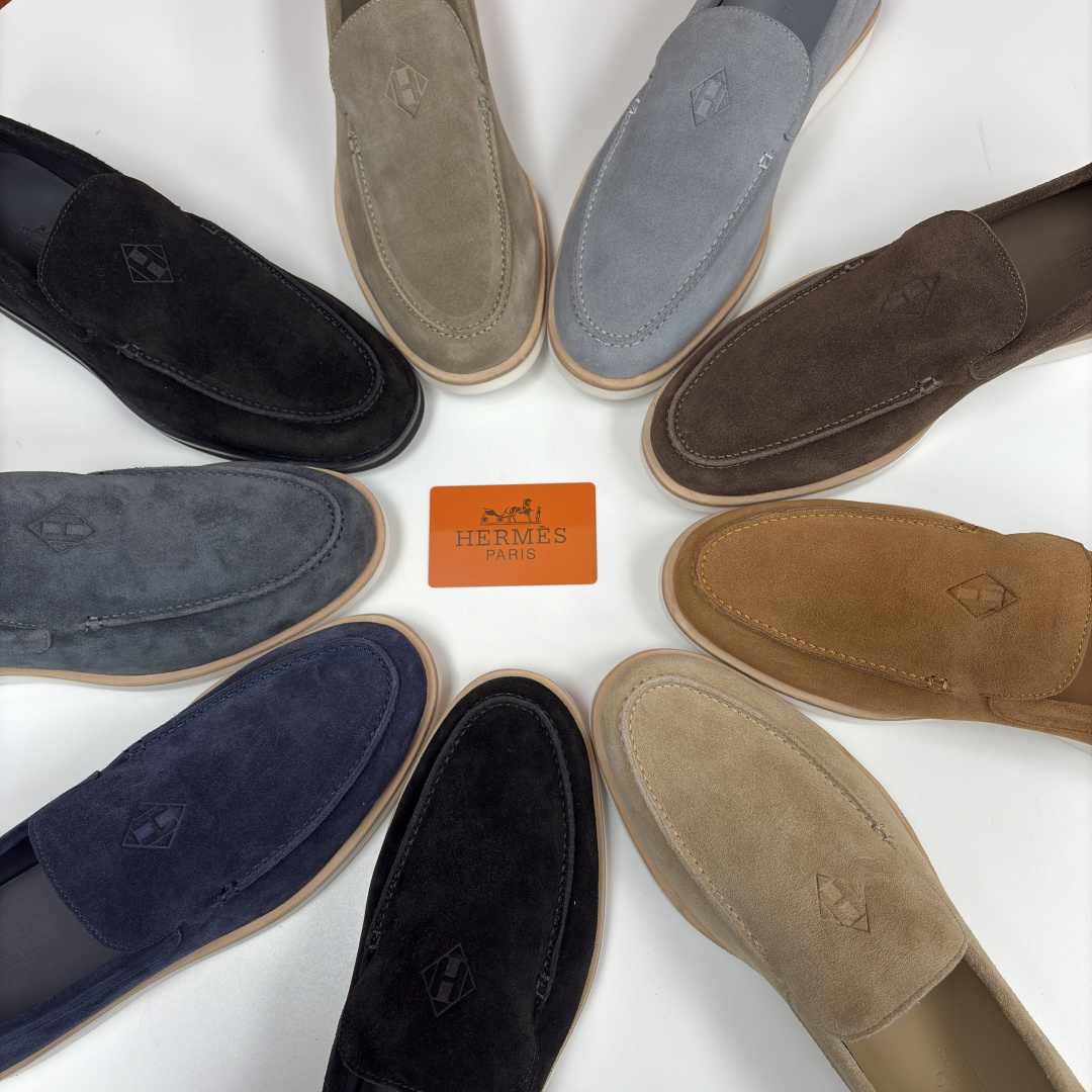 💋💍H家新品 Hermè* 爱马-仕 Low 绒面牛皮乐福鞋 官方 9,250 甄选进口反牛皮材质打造 