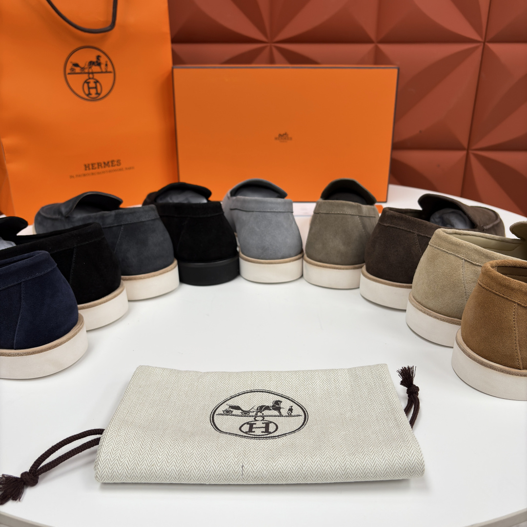 💋💍H家新品 Hermè* 爱马-仕 Low 绒面牛皮乐福鞋 官方 9,250 甄选进口反牛皮材质打造 