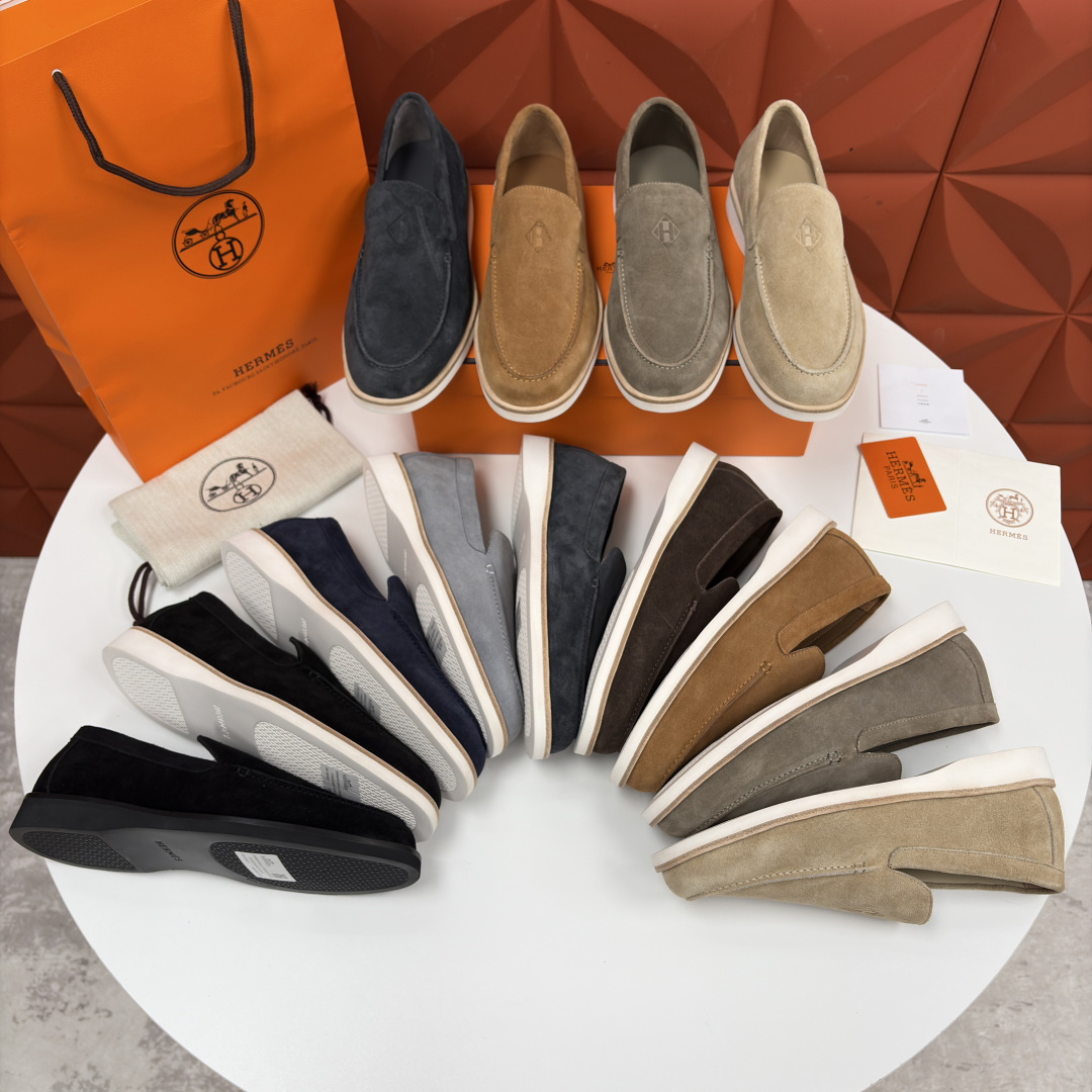 💋💍H家新品 Hermè* 爱马-仕 Low 绒面牛皮乐福鞋 官方 9,250 甄选进口反牛皮材质打造 