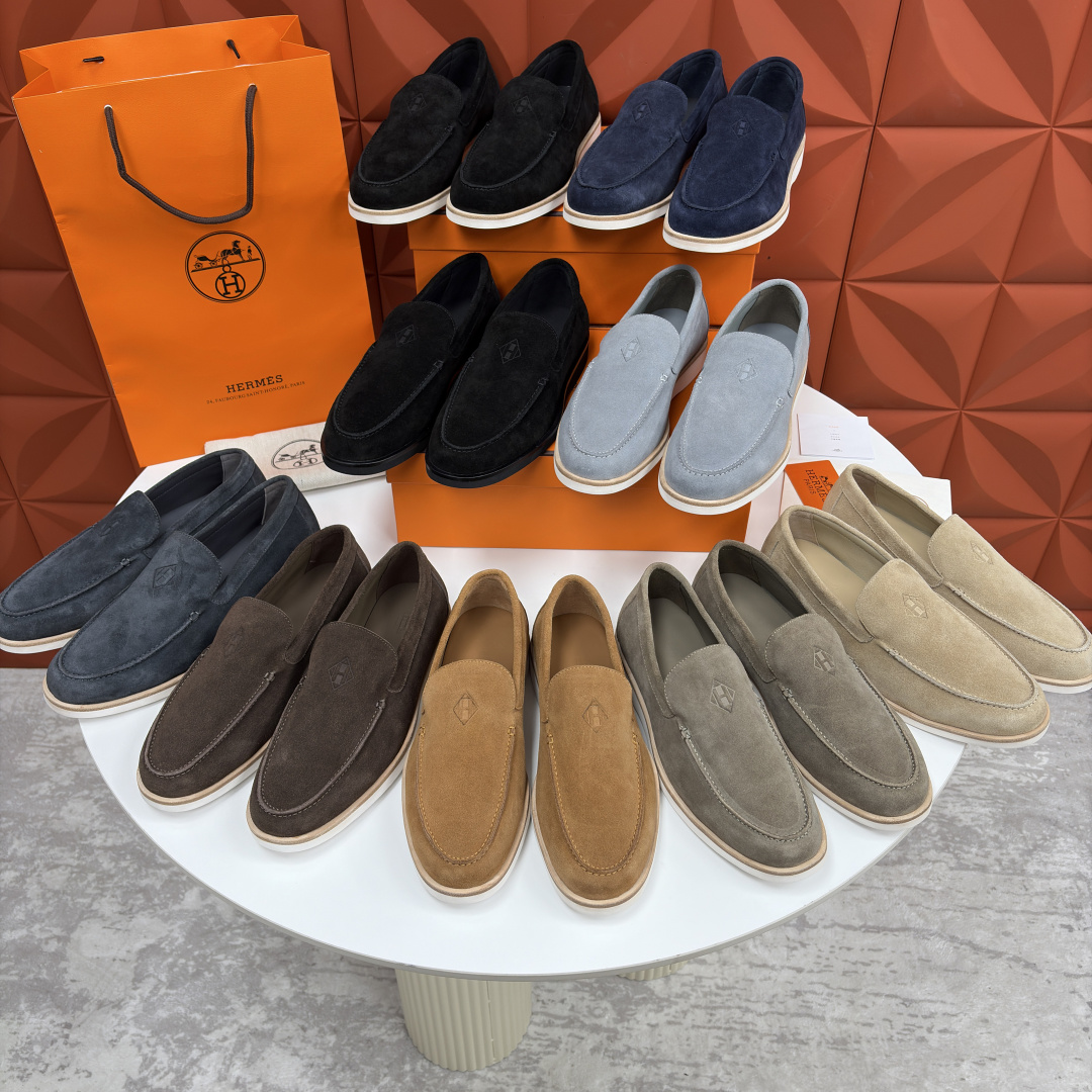 💋💍H家新品 Hermè* 爱马-仕 Low 绒面牛皮乐福鞋 官方 9,250 甄选进口反牛皮材质打造 
