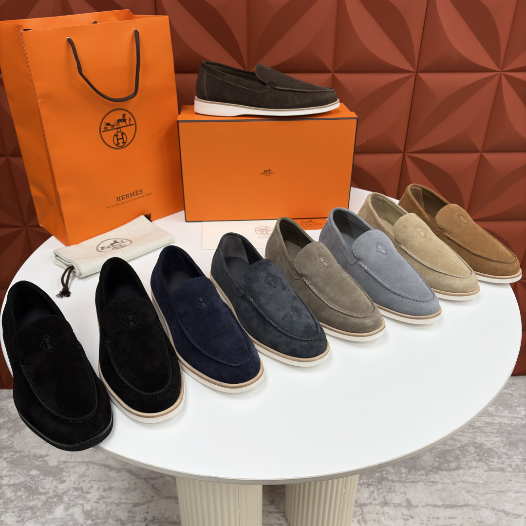 💋💍H家新品 Hermè* 爱马-仕 Low 绒面牛皮乐福鞋 官方 9,250 甄选进口反牛皮材质打造 