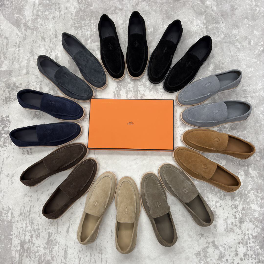 💋💍H家新品 Hermè* 爱马-仕 Low 绒面牛皮乐福鞋 官方 9,250 甄选进口反牛皮材质打造 