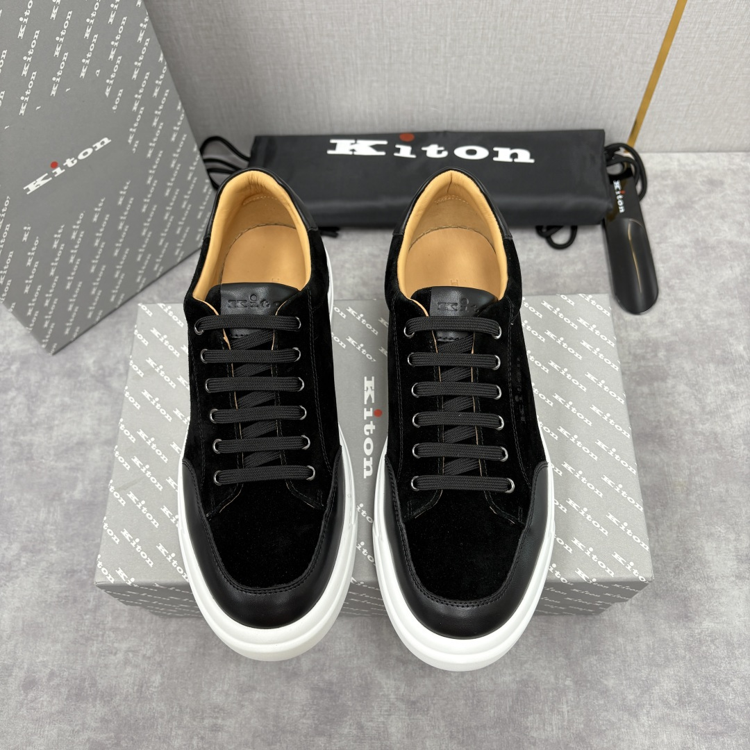 💋💍 Kito*n 新品 男士拼色厚底休闲鞋 鞋面采用高丝光磨砂牛皮+优质小牛皮的拼接设计，磨砂皮细腻软