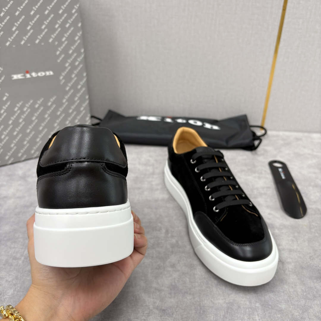 💋💍 Kito*n 新品 男士拼色厚底休闲鞋 鞋面采用高丝光磨砂牛皮+优质小牛皮的拼接设计，磨砂皮细腻软