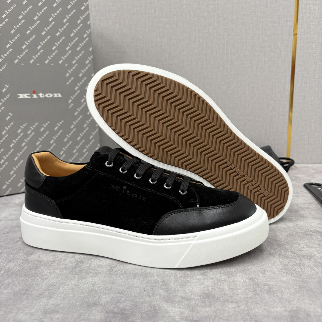 💋💍 Kito*n 新品 男士拼色厚底休闲鞋 鞋面采用高丝光磨砂牛皮+优质小牛皮的拼接设计，磨砂皮细腻软