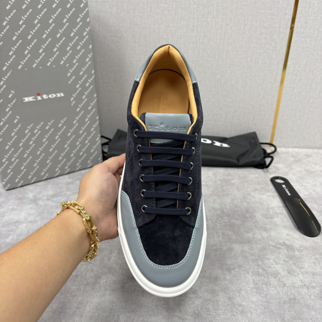 💋💍 Kito*n 新品 男士拼色厚底休闲鞋 鞋面采用高丝光磨砂牛皮+优质小牛皮的拼接设计，磨砂皮细腻软
