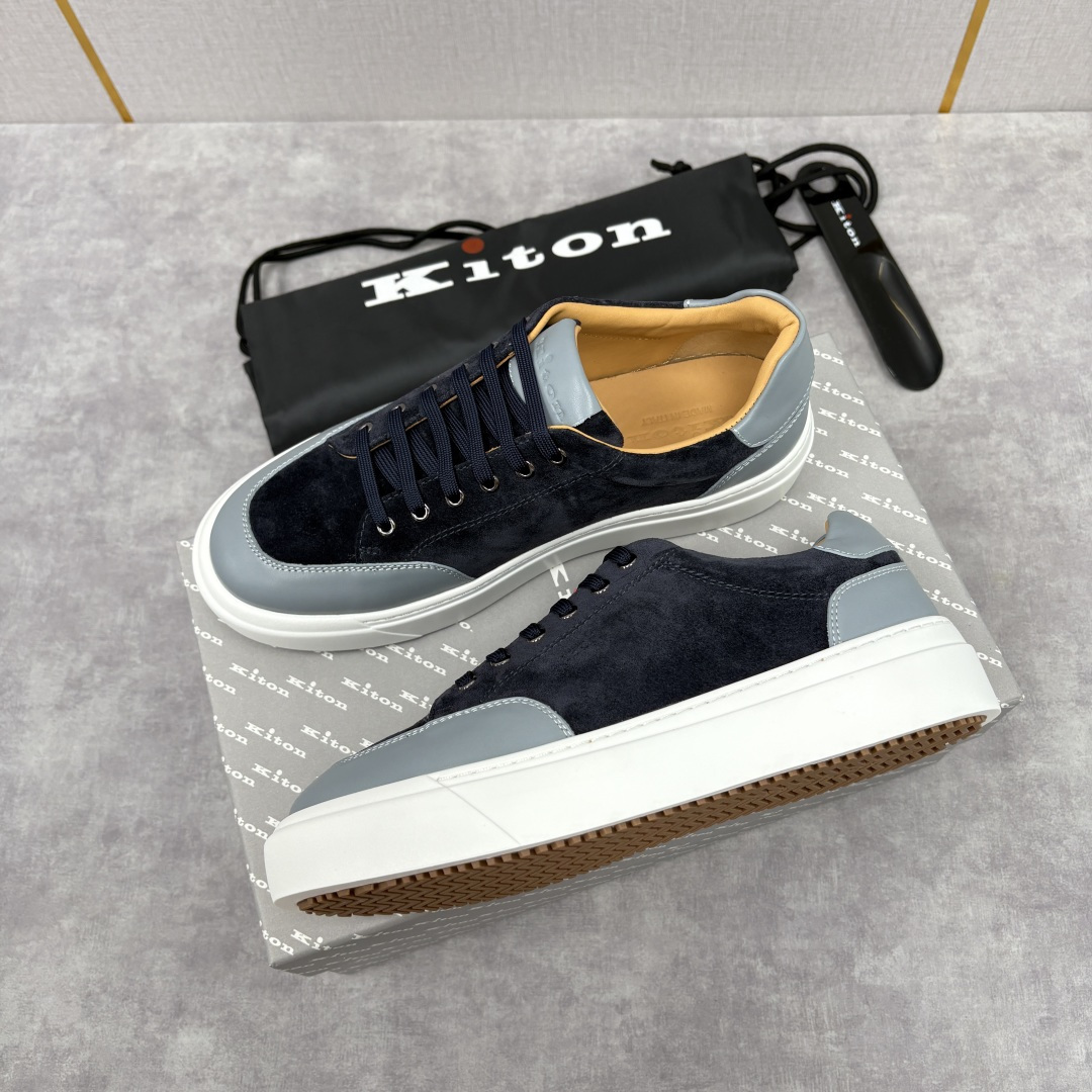 💋💍 Kito*n 新品 男士拼色厚底休闲鞋 鞋面采用高丝光磨砂牛皮+优质小牛皮的拼接设计，磨砂皮细腻软