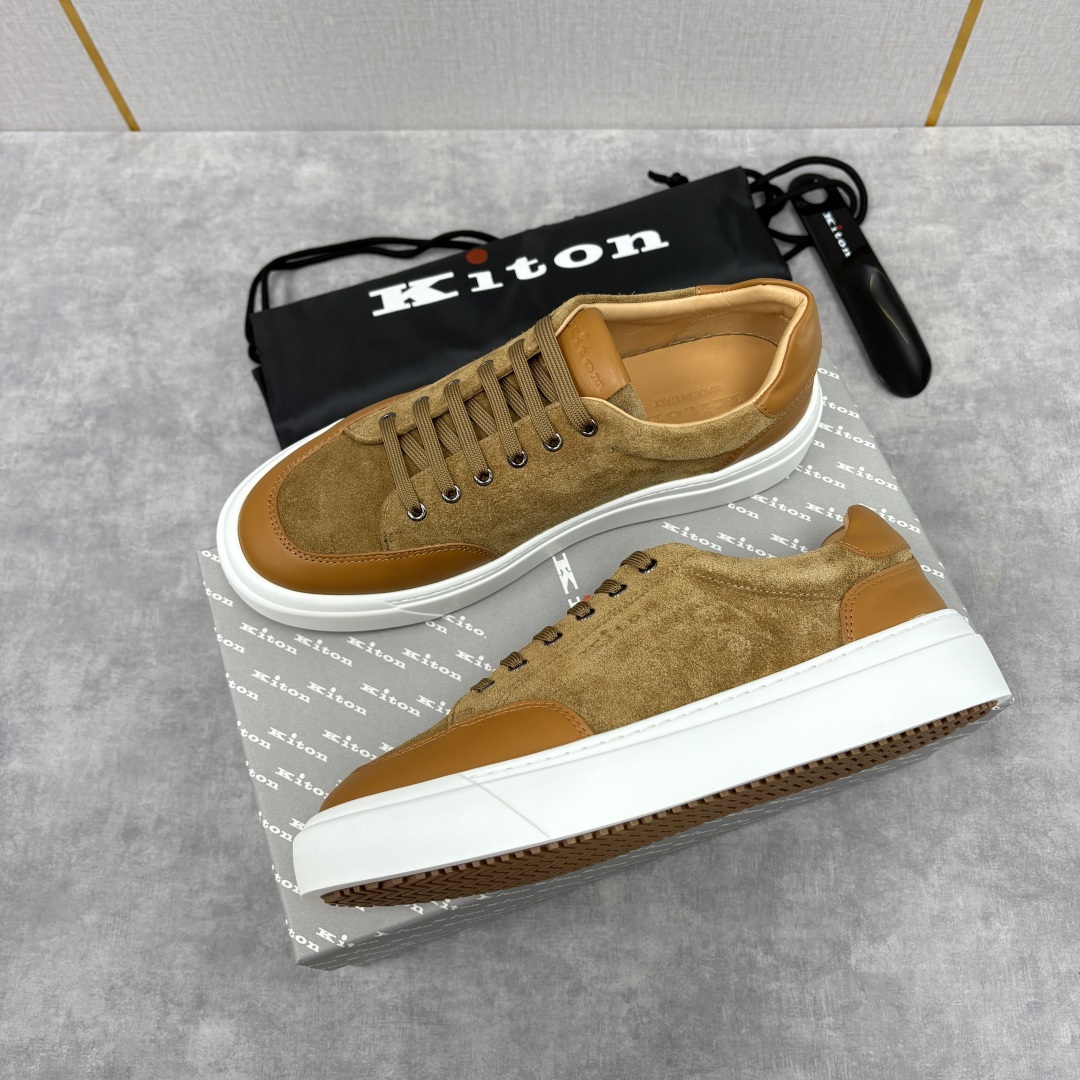💋💍 Kito*n 新品 男士拼色厚底休闲鞋 鞋面采用高丝光磨砂牛皮+优质小牛皮的拼接设计，磨砂皮细腻软