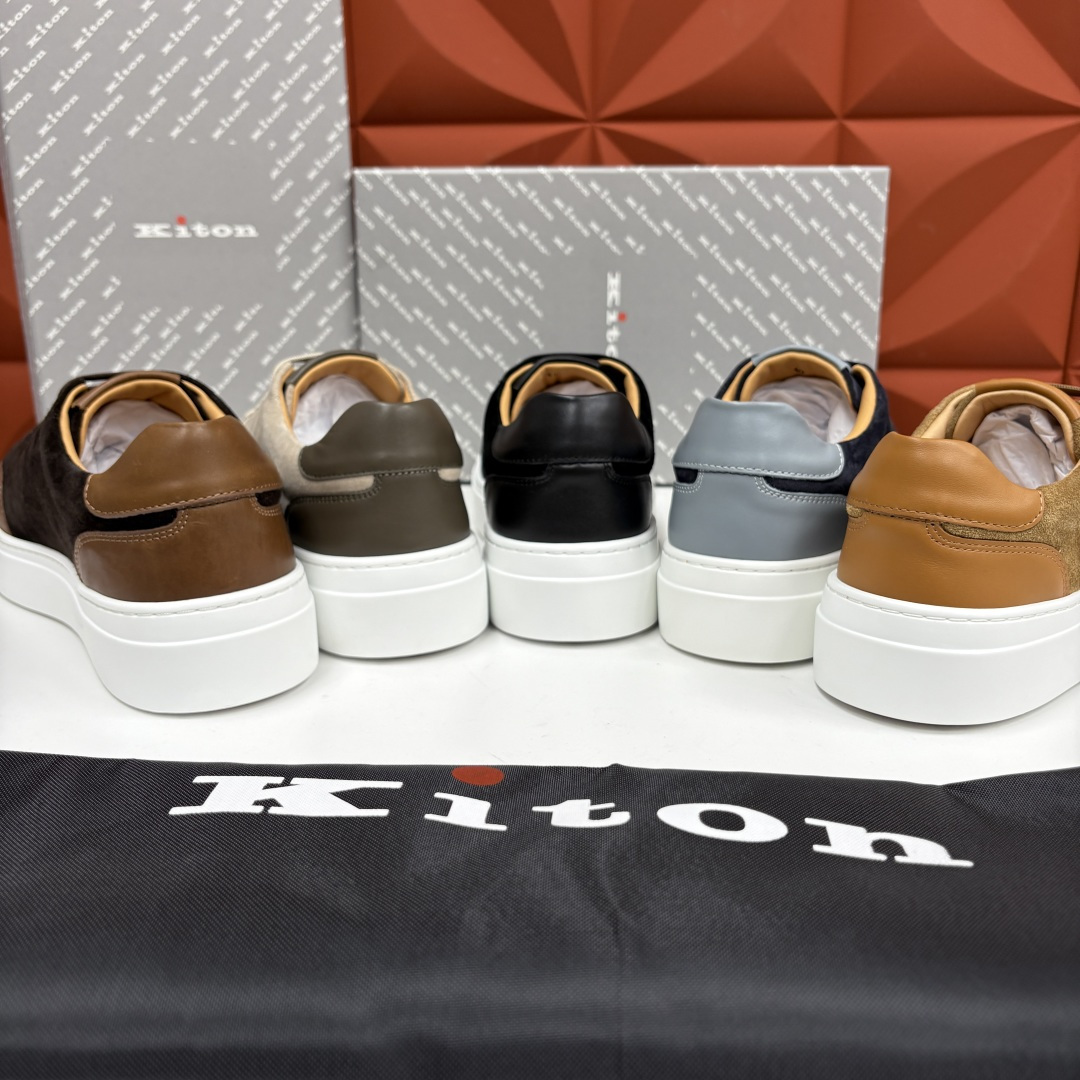 💋💍 Kito*n 新品 男士拼色厚底休闲鞋 鞋面采用高丝光磨砂牛皮+优质小牛皮的拼接设计，磨砂皮细腻软