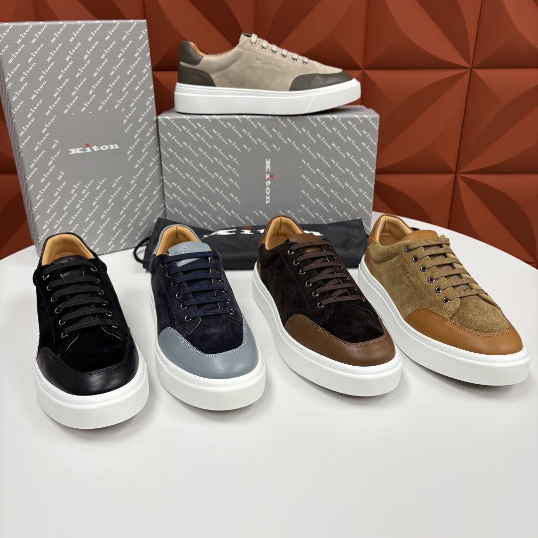 💋💍 Kito*n 新品 男士拼色厚底休闲鞋 鞋面采用高丝光磨砂牛皮+优质小牛皮的拼接设计，磨砂皮细腻软