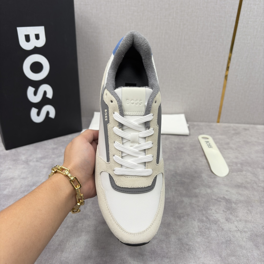 💋💍BOSS 男士新款 复古休闲拼接运动鞋跑鞋上新 HUGO BOS* 家这双织物运动鞋组合制成，真的把