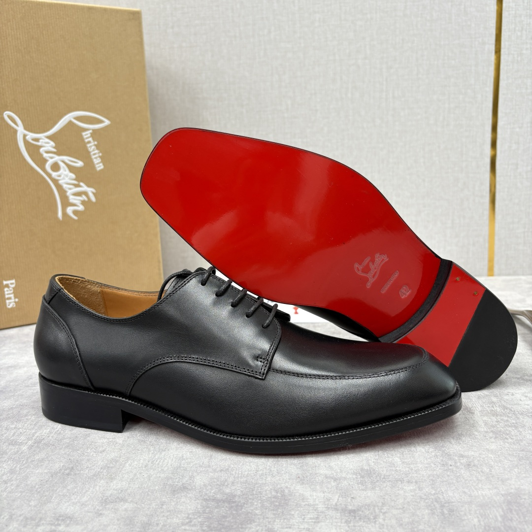 💋💍 CL 新品男士正装鞋皮鞋 Christia* Loubouti* 红底鞋 皮革肌理与红底美学的绅士