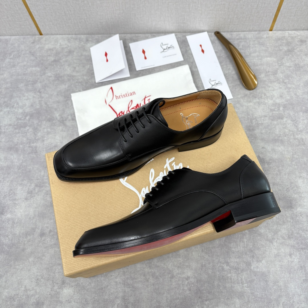 💋💍 CL 新品男士正装鞋皮鞋 Christia* Loubouti* 红底鞋 皮革肌理与红底美学的绅士