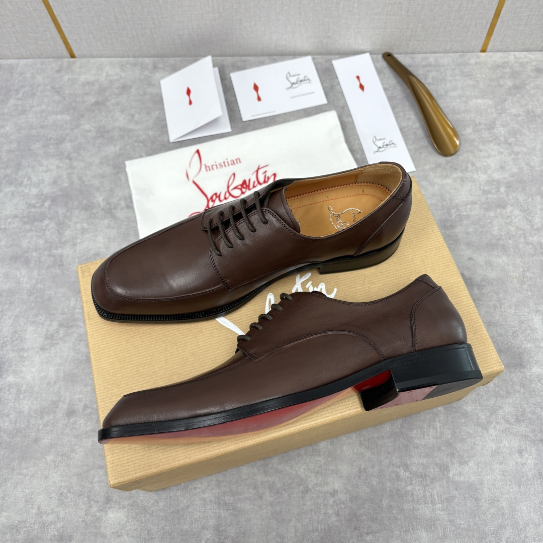 💋💍 CL 新品男士正装鞋皮鞋 Christia* Loubouti* 红底鞋 皮革肌理与红底美学的绅士