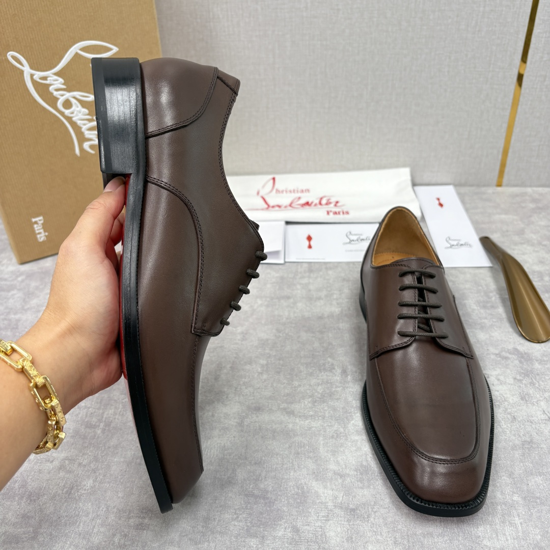 💋💍 CL 新品男士正装鞋皮鞋 Christia* Loubouti* 红底鞋 皮革肌理与红底美学的绅士