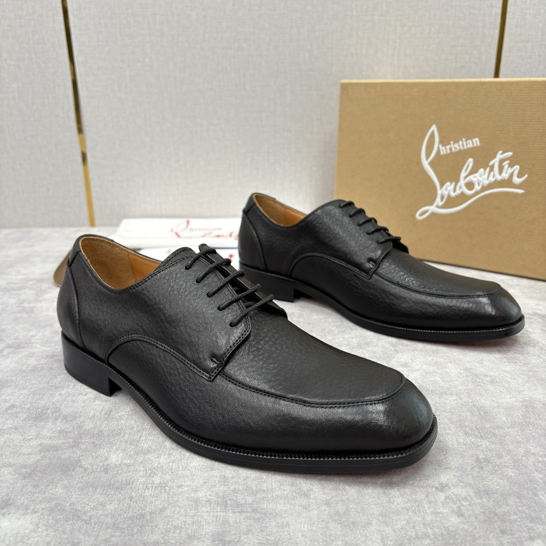 💋💍 CL 新品男士正装鞋皮鞋 Christia* Loubouti* 红底鞋 皮革肌理与红底美学的绅士
