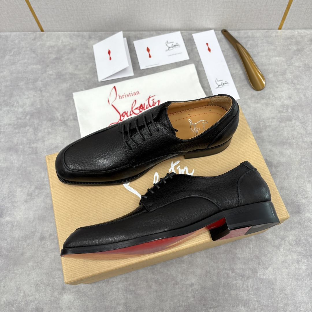 💋💍 CL 新品男士正装鞋皮鞋 Christia* Loubouti* 红底鞋 皮革肌理与红底美学的绅士