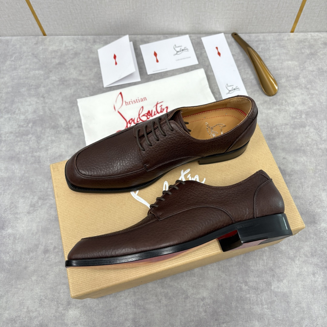 💋💍 CL 新品男士正装鞋皮鞋 Christia* Loubouti* 红底鞋 皮革肌理与红底美学的绅士