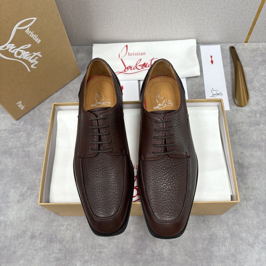 💋💍 CL 新品男士正装鞋皮鞋 Christia* Loubouti* 红底鞋 皮革肌理与红底美学的绅士