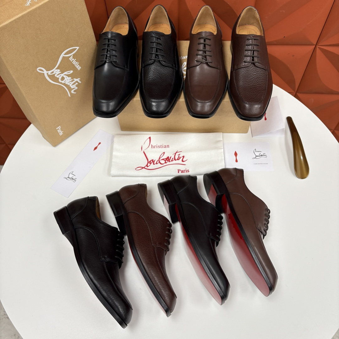 💋💍 CL 新品男士正装鞋皮鞋 Christia* Loubouti* 红底鞋 皮革肌理与红底美学的绅士