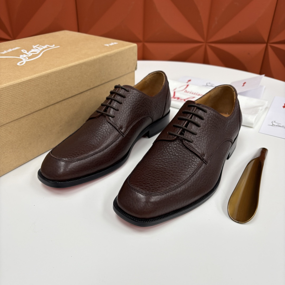 💋💍 CL 新品男士正装鞋皮鞋 Christia* Loubouti* 红底鞋 皮革肌理与红底美学的绅士