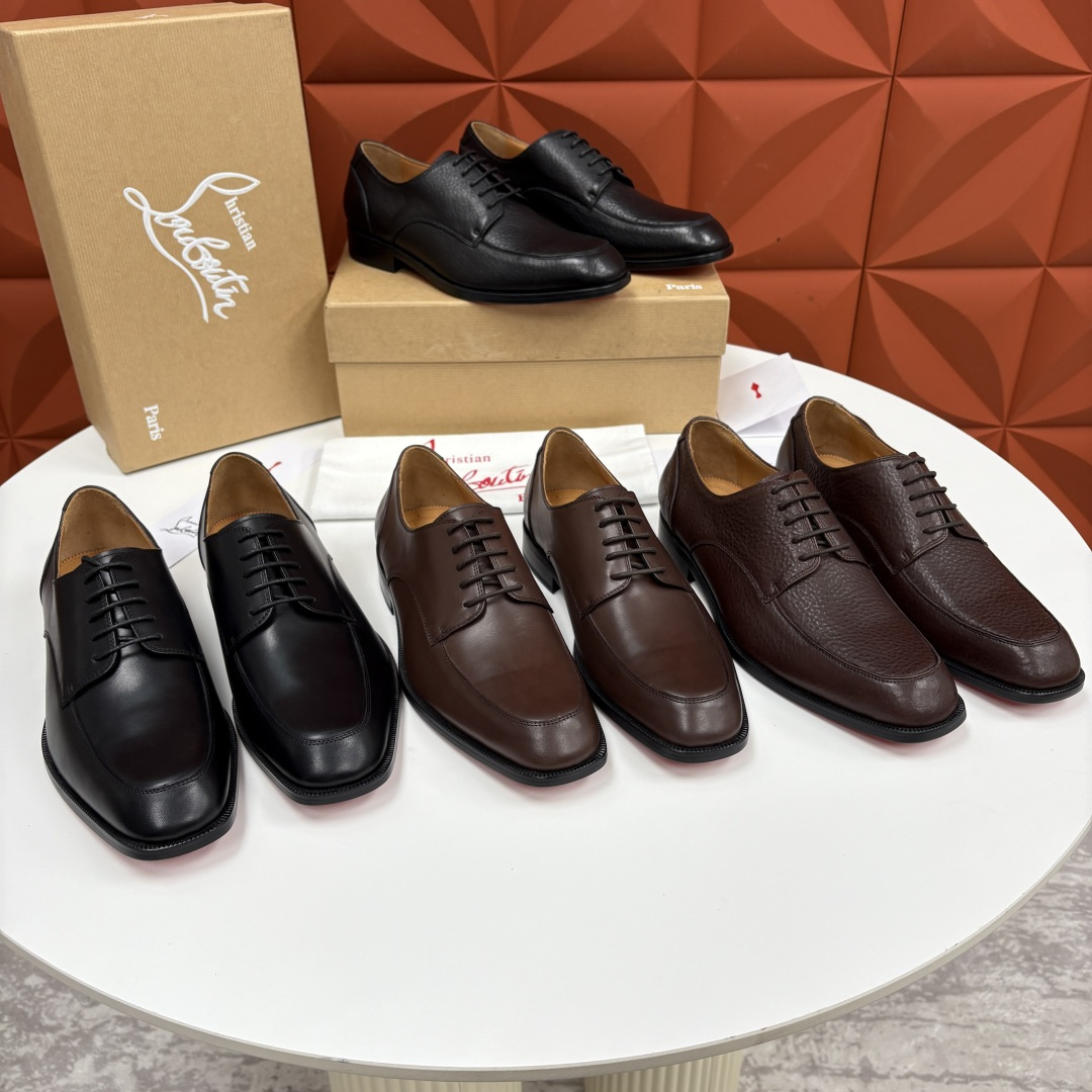 💋💍 CL 新品男士正装鞋皮鞋 Christia* Loubouti* 红底鞋 皮革肌理与红底美学的绅士