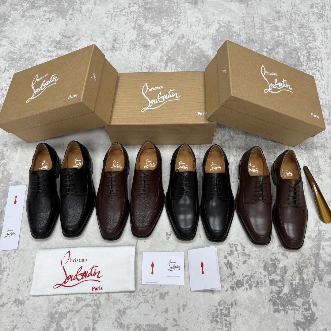 💋💍 CL 新品男士正装鞋皮鞋 Christia* Loubouti* 红底鞋 皮革肌理与红底美学的绅士