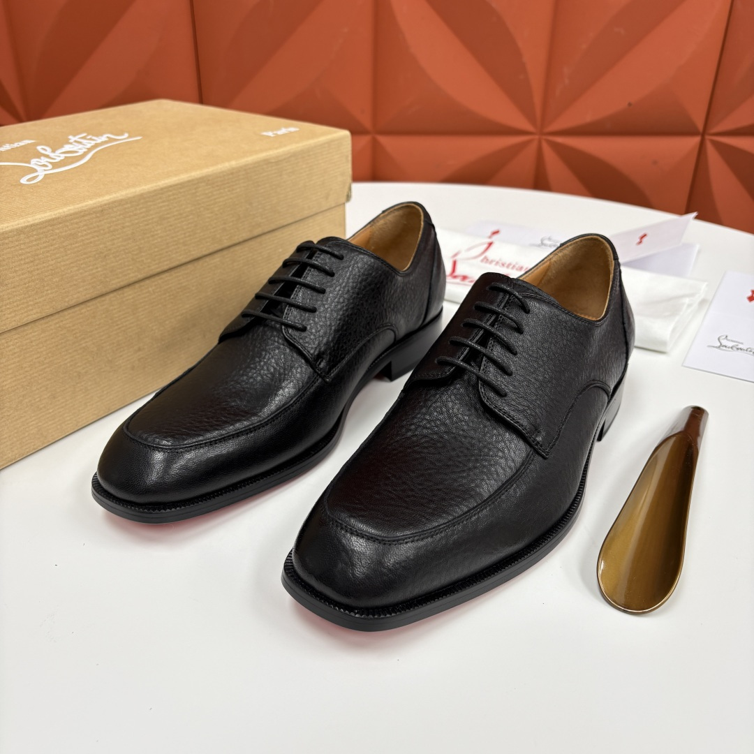 💋💍 CL 新品男士正装鞋皮鞋 Christia* Loubouti* 红底鞋 皮革肌理与红底美学的绅士