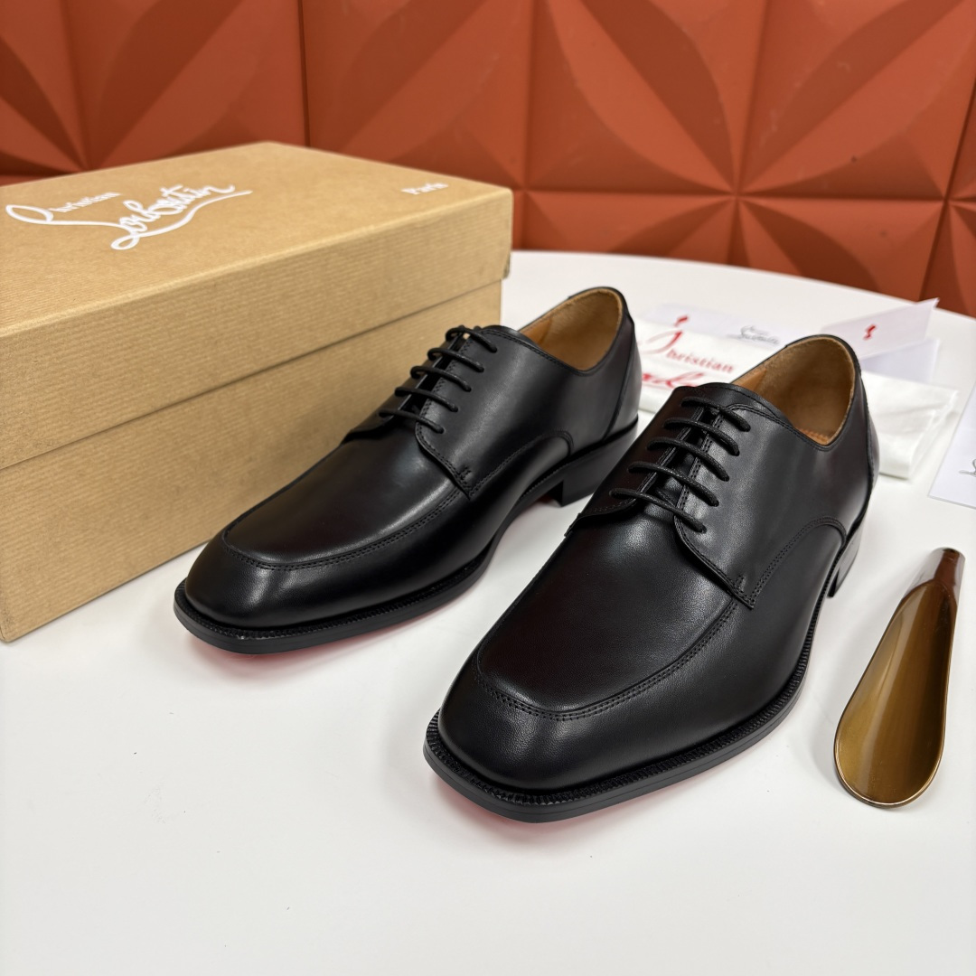 💋💍 CL 新品男士正装鞋皮鞋 Christia* Loubouti* 红底鞋 皮革肌理与红底美学的绅士