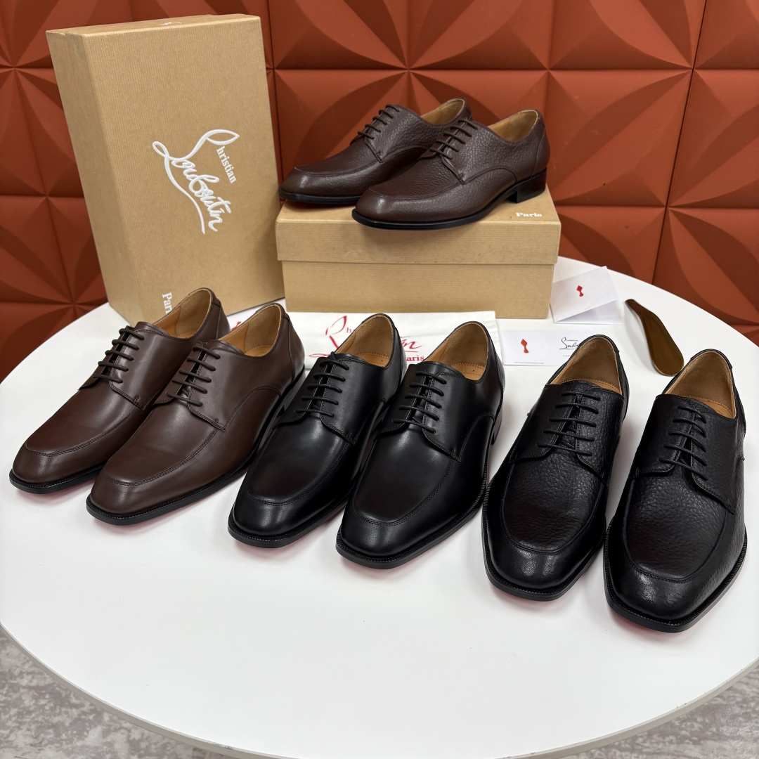 💋💍 CL 新品男士正装鞋皮鞋 Christia* Loubouti* 红底鞋 皮革肌理与红底美学的绅士