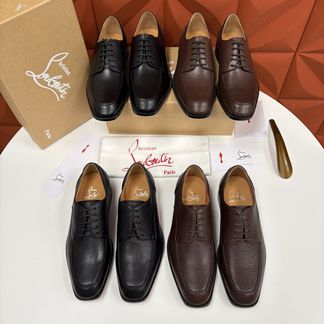 💋💍 CL 新品男士正装鞋皮鞋 Christia* Loubouti* 红底鞋 皮革肌理与红底美学的绅士