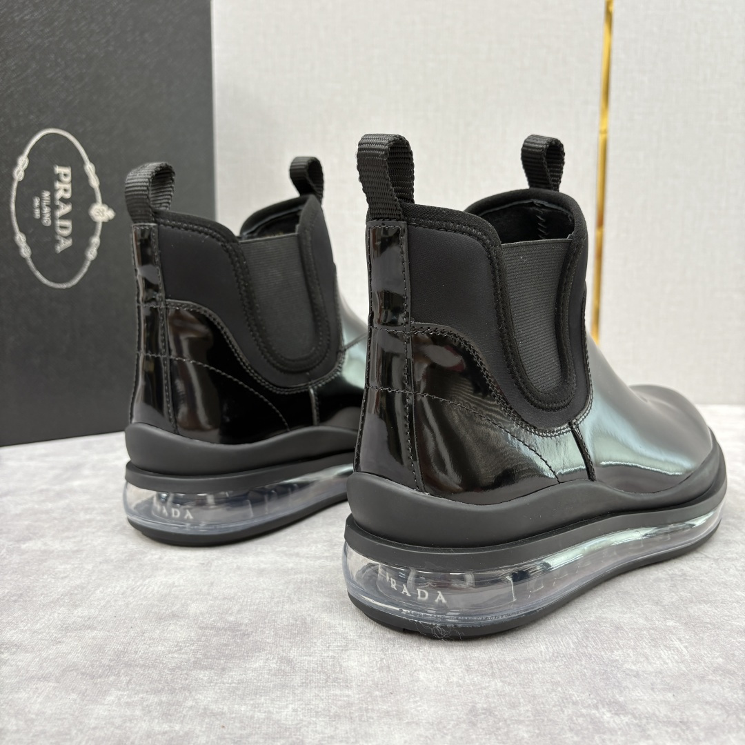 💋💍P家新品 Prad* 普拉-达 纯原皮革男士气垫鞋皮靴 空气动力学切尔西靴：奢品与科技的先锋融合 采