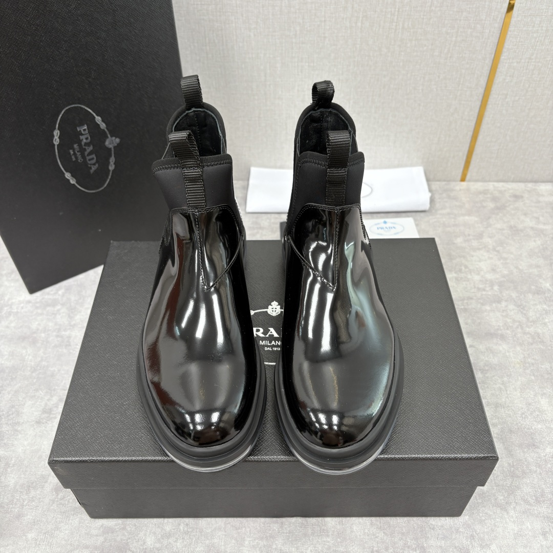 💋💍P家新品 Prad* 普拉-达 纯原皮革男士气垫鞋皮靴 空气动力学切尔西靴：奢品与科技的先锋融合 采