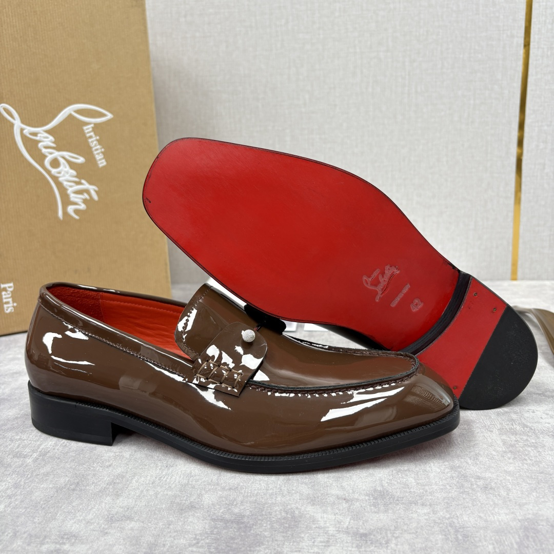 💋💍 CL 新品男士正装鞋乐福皮鞋 Christia* Loubouti* 红底鞋 红底奢雅，重塑休闲正