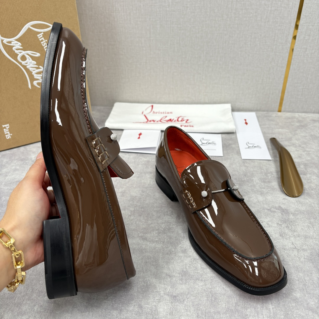 💋💍 CL 新品男士正装鞋乐福皮鞋 Christia* Loubouti* 红底鞋 红底奢雅，重塑休闲正