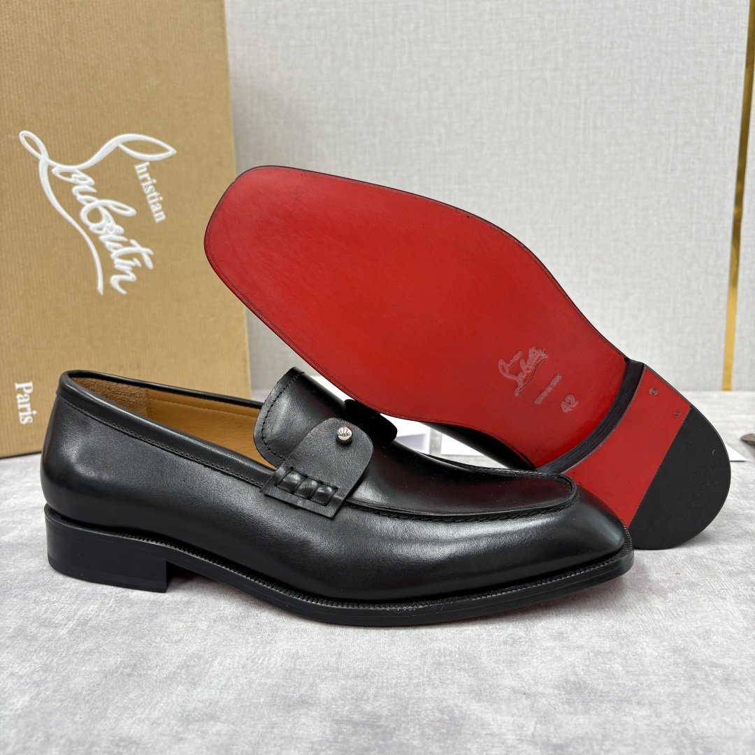 💋💍 CL 新品男士正装鞋乐福皮鞋 Christia* Loubouti* 红底鞋 红底奢雅，重塑休闲正