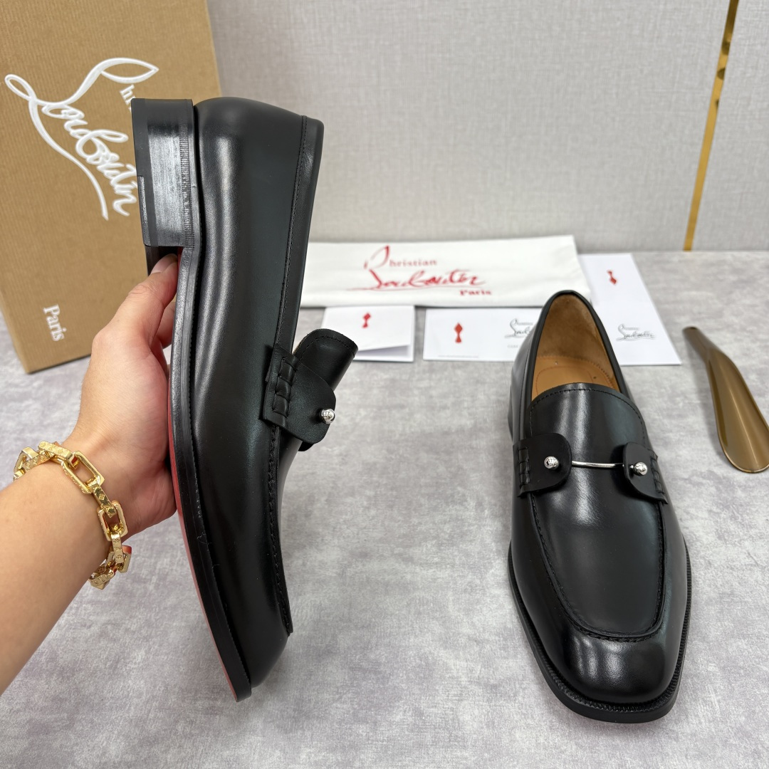 💋💍 CL 新品男士正装鞋乐福皮鞋 Christia* Loubouti* 红底鞋 红底奢雅，重塑休闲正