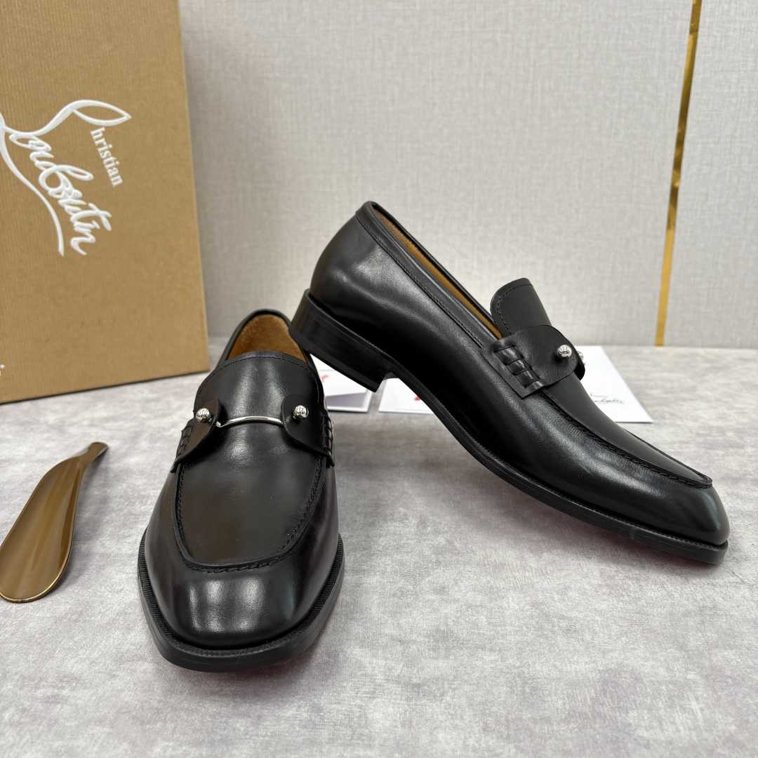 💋💍 CL 新品男士正装鞋乐福皮鞋 Christia* Loubouti* 红底鞋 红底奢雅，重塑休闲正