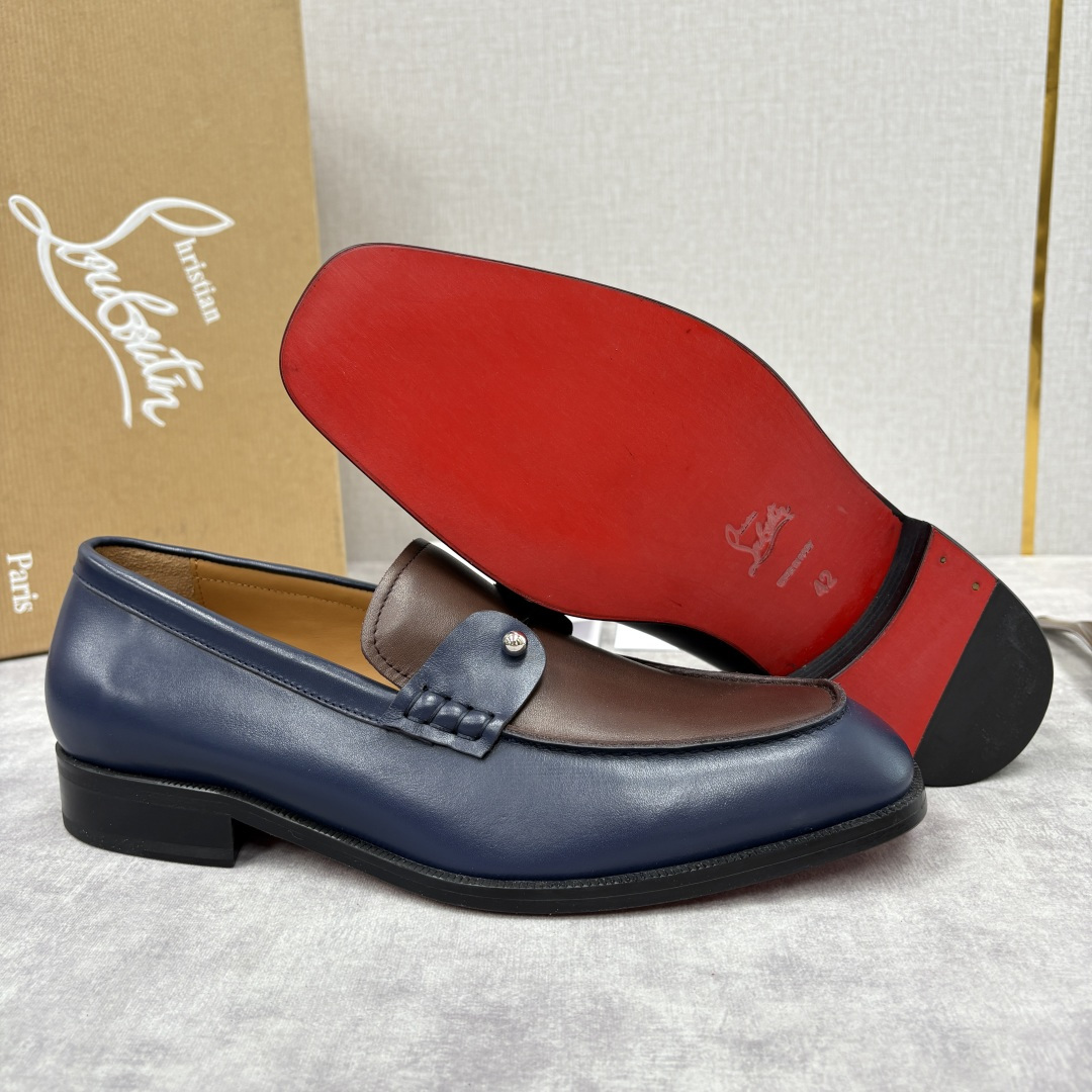 💋💍 CL 新品男士正装鞋乐福皮鞋 Christia* Loubouti* 红底鞋 红底奢雅，重塑休闲正