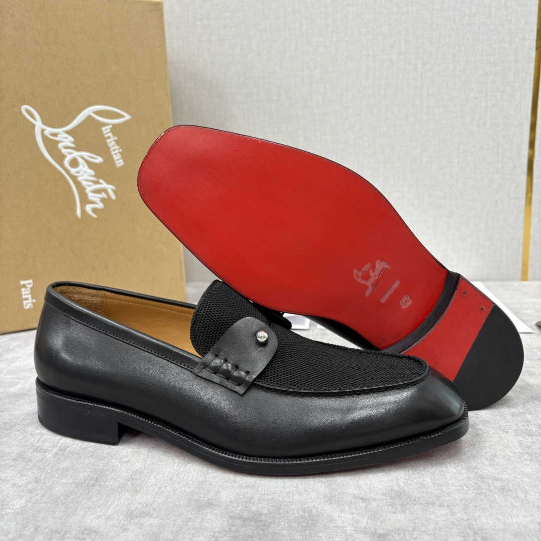 💋💍 CL 新品男士正装鞋乐福皮鞋 Christia* Loubouti* 红底鞋 红底奢雅，重塑休闲正