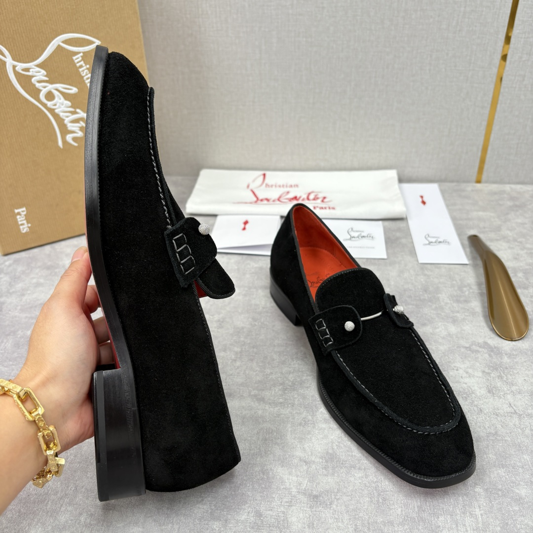💋💍 CL 新品男士正装鞋乐福皮鞋 Christia* Loubouti* 红底鞋 红底奢雅，重塑休闲正