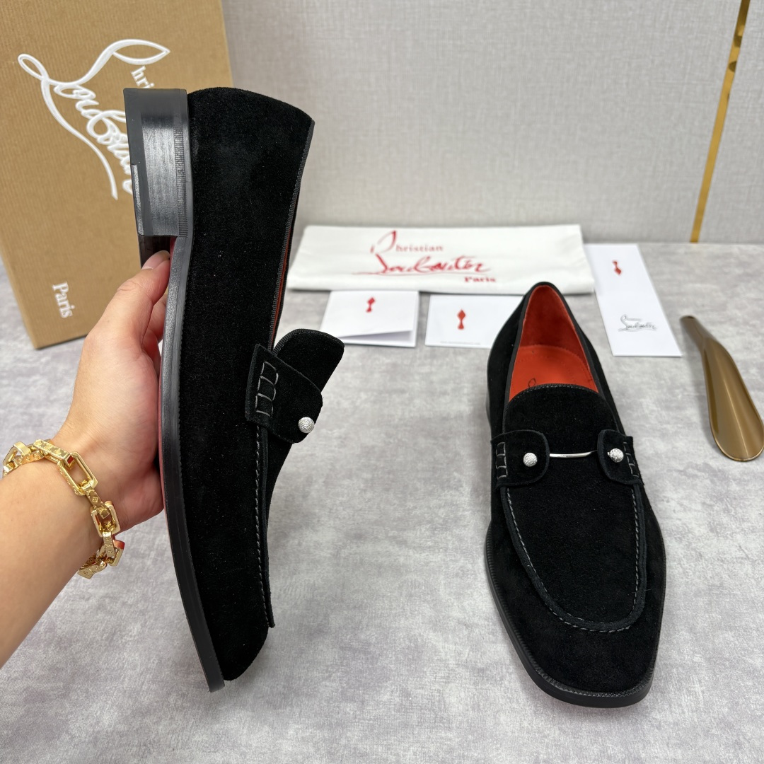 💋💍 CL 新品男士正装鞋乐福皮鞋 Christia* Loubouti* 红底鞋 红底奢雅，重塑休闲正