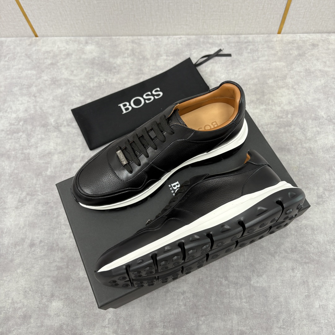 💋💍 HUGO BOSS LEATHER TRAINERS WITH RUBBER OUTSOLE 领先