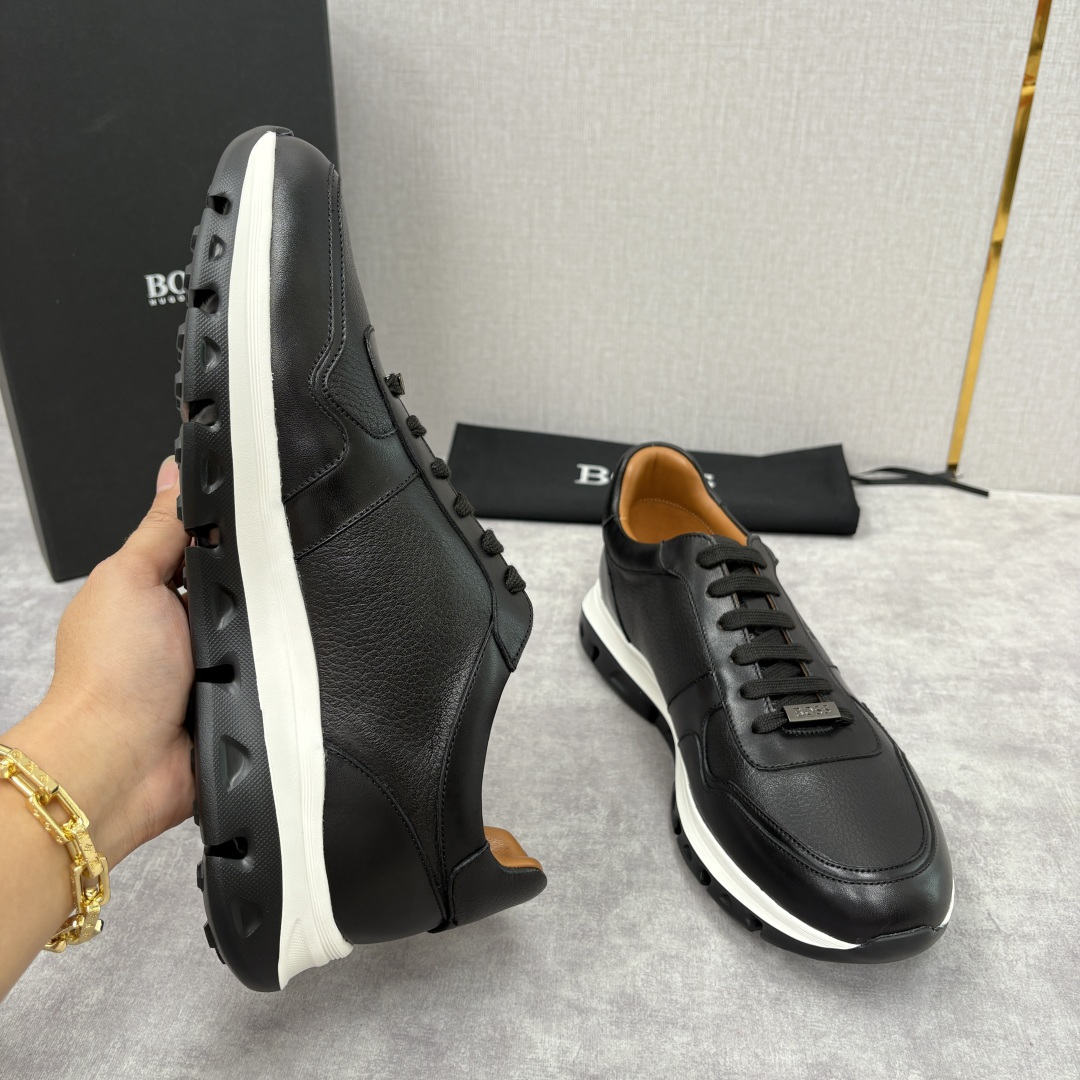 💋💍 HUGO BOSS LEATHER TRAINERS WITH RUBBER OUTSOLE 领先