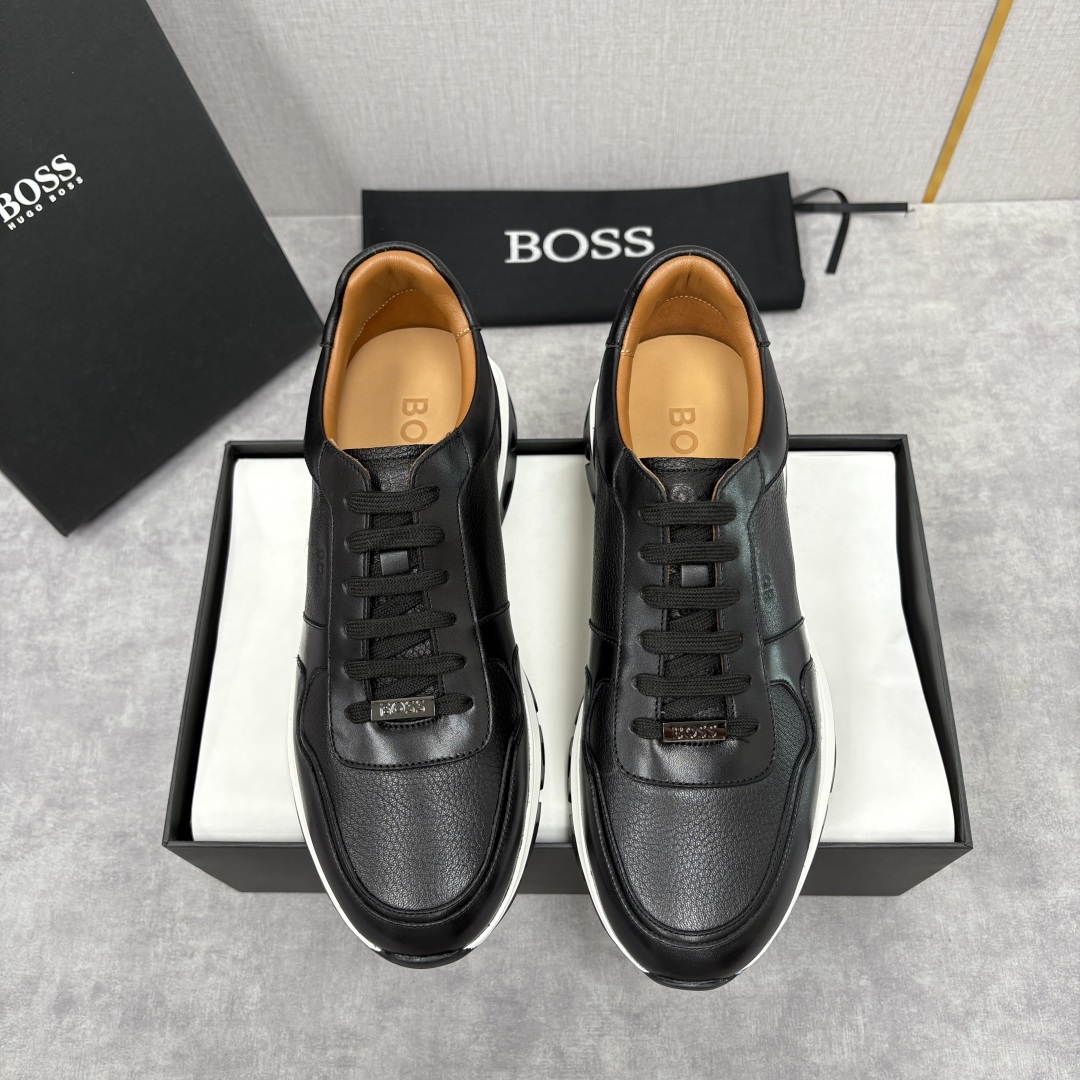 💋💍 HUGO BOSS LEATHER TRAINERS WITH RUBBER OUTSOLE 领先