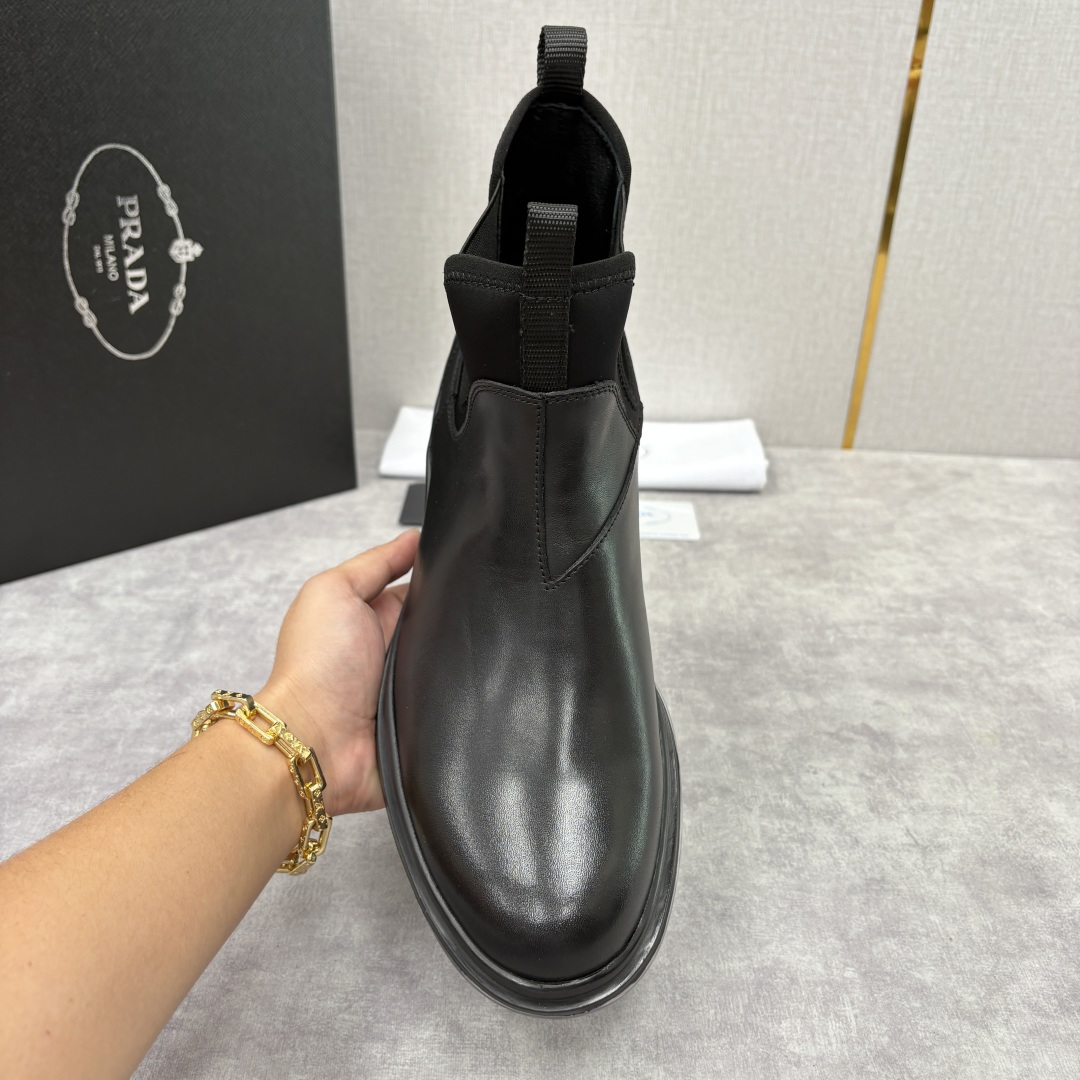 💋💍P家新品 Prad* 普拉-达 纯原皮革男士气垫鞋皮靴 空气动力学切尔西靴：奢品与科技的先锋融合 采